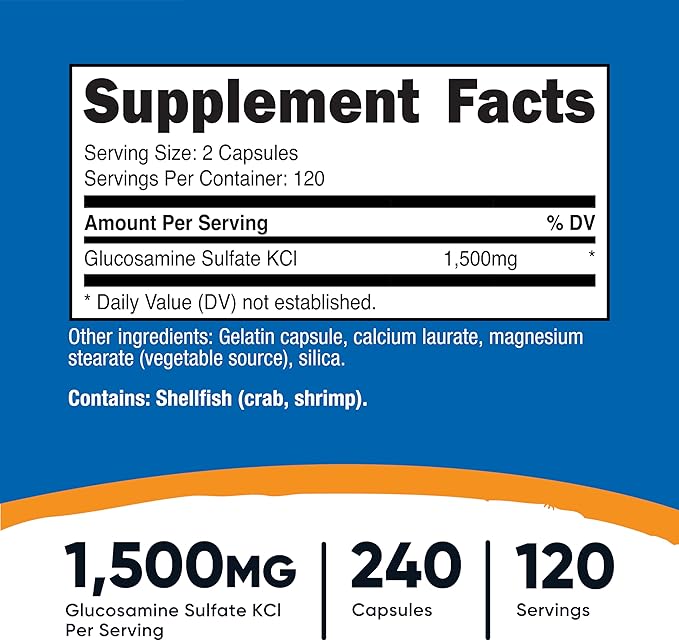 Nutricost Glucosamine Sulfate 750mg, 240 Capsules (2 Bottles) (1500mg Per Serving)
