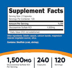Nutricost Glucosamine Sulfate 1500mg, 240 Capsules - 750mg Per Capsule, Gluten Free, Non-GMO