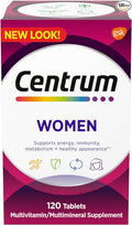 Centrum Multivitamin for Women, Multivitamin/Multimineral Supplement with Iron, Vitamin D3, B Vitamins and Antioxidant Vitamins C and E, Gluten Free, Non-GMO Ingredients - 120 Count