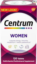 Centrum Multivitamin for Women, Multivitamin/Multimineral Supplement with Iron, Vitamin D3, B Vitamins and Antioxidant Vitamins C and E, Gluten Free, Non-GMO Ingredients - 120 Count