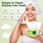 Disposable Face Towels 300 Count, Biodegradable Ultra Soft & Thick Facial Towels for Sensitive Skin, Lint-Free Makeup Remover Dry Wipes, Multi-Purpose Cleansing Towelettes for Face Wipes, Skincare
