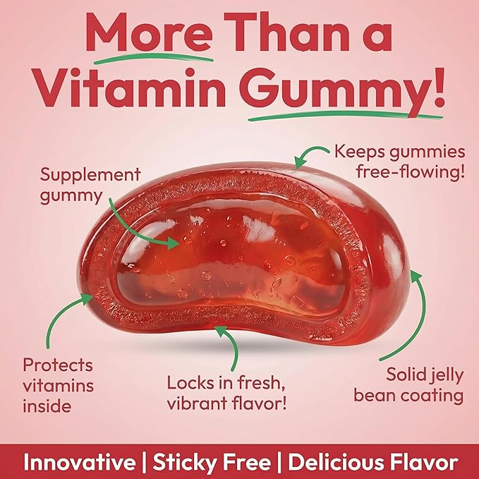 Biotin Jelly Bean Gummy Vitamins, Extra Strength Biotin for Hair, Skin and Nails, 5000mcg per Serving, Hair Growth Vitamins for Men and Women, 120 Strawberry Blast Jelly Beans, Kosher