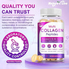 Multi Collagen Peptides Softgel - Type I, II, III, V, X - Hydrolyzed Collagen Peptides with Biotin, Vitamin C, Hyaluronic Acid, Supports Skin Hair Nail, Grass-Fed, Non-GMO, 60 Softgel, 3 Pack