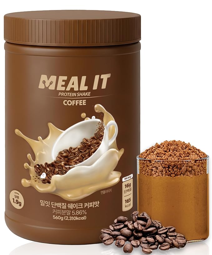 Coffee Protein Shake, 16 g Protein & High Fiber, Low Sugar, Keto-Friendly Meal Replacement powder with Korean Cookie Crumble (Soboro) 19.8 oz 14 servings