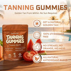 velura Savanna Skin Tanning Gummies, Astaxanthin & Lycopene Complex for Natural Sun-Kissed Glow & Hydration, Watermelon, Vegan, Sugar Free – 60 Count