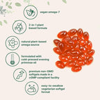 Vegan Omega-7 Sea Buckthorn Oil, 240 Vegetarian Softgels | 2-in-1 with Evening Primrose Oil | Plant Based Botanical Oil Blend | Non-GMO, Gluten, & Carrageenan Free
