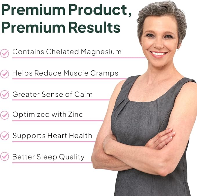 Organics Ocean Pure Magnesium Glycinate with Zinc - Maximum Strength Chelated Magnesium Supplement for Women and Men for Muscle Cramps and Sleep Support - 6 Bottles
