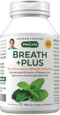 ANDREW LESSMAN Breath Plus 180 Softgels - Natural Breath Freshener, Helps Eliminate Odors from Food, Smoking, Morning Breath from The Inside Out. Peppermint, Spearmint. Easy to Swallow Softgels