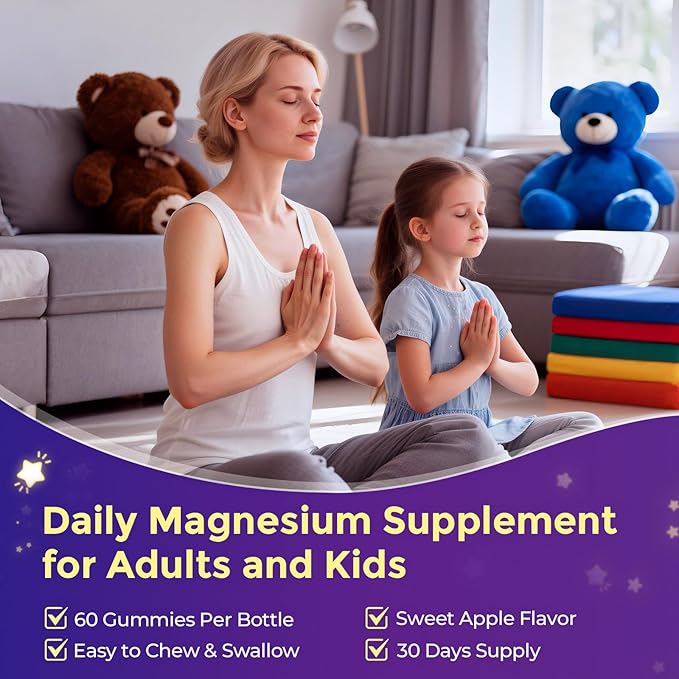 Liposomal Magnesium Complex 190mg for Kids Per Serving, Magnesium Glycinate with L-Threonate, Vitamin D3, CoQ10, L-Threonate Gummies for Rest Support, Sugar/Gluten Free, 120 Count