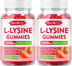 MEENCCD 2 Pack L-Lysine 1000mg Gummies, Lysine Supplement for Adults & Kids, Essential Amino Acid for Oral & Lips Health, Boost Immune & Calcium & Collagen, Sugar-Free, Strawberry Flavor, 120 Count