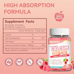 Calcium Citrate Gummies 1200mg, Chewable Calcium Supplement for Women & Men,Ultimate Absorption Calcium Gummies for Muscle & Immune Support, Sugar Free, Raspberry Flavor, 120 Count