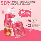 Magnesium Glycinate Gummies 2 Bottles, Sugar-Free for Adults & Kids, Magnesium Gummy for Relaxation, Stress & Muscle Relief, Supports Bone & Nerve Health, Vegan, Pectin-Based, Strawberry Flavor