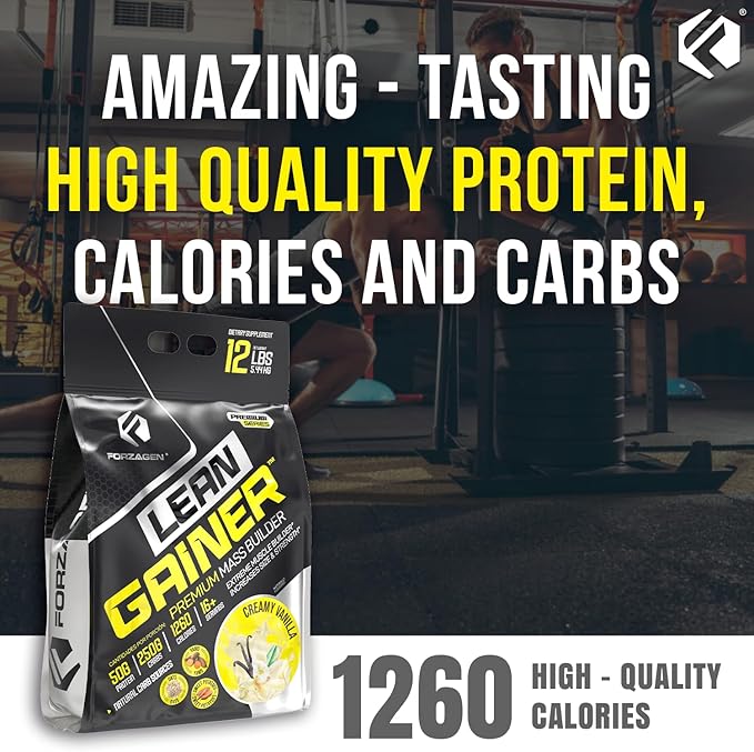 Forzagen Lean Gainer Premium Mass Builder | Mass Gainer Protein Powder for Men & Women (12 Lbs, Creamy Vanilla)