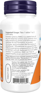 Now Foods Supplements, NAC (N-Acetyl-Cysteine) 1,000 mg, Free Radical Protection*, 60 Tablets