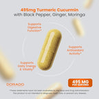 Turmeric Curcumin Supplement with Black Pepper, Ginger, Moringa (Made with 95% Curcuminoids) Third Party Tested, Non-GMO, Gluten Free - USA Made - (120 Capsules)