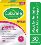 Culturelle 4-in-1 Probiotics for Women, Daily Probiotic & Prebiotic Supplement to Support Vaginal Health, Digestive Health, Immune Health, Occasional Diarrhea, Gas & Bloating Relief, Non-GMO, 30 Count