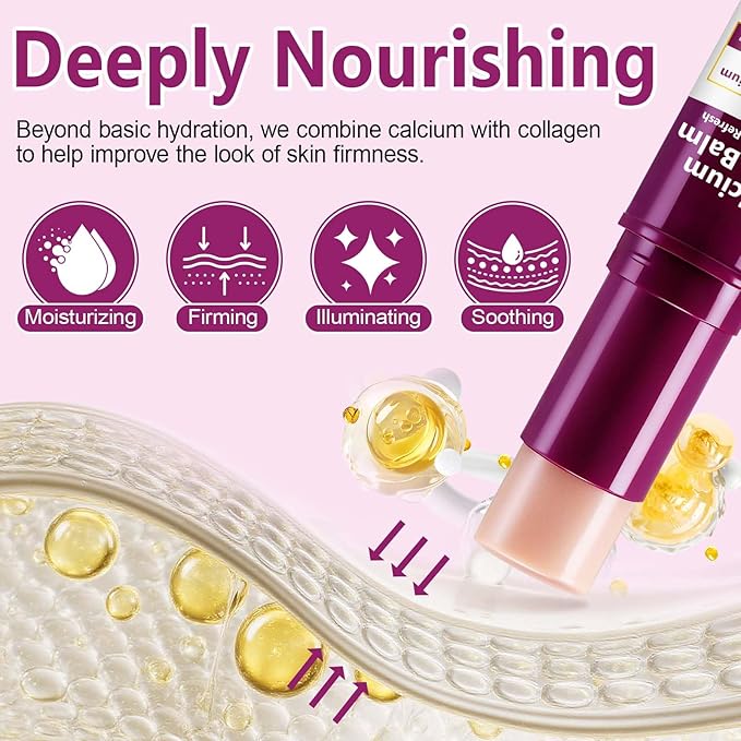 Calcium Enriched Multi Balm Stick, Collagen Moisturizing Stick, Nourishing Calcium Volume Multi-Purpose Balm, Skin Care All In One for Face, Eyes, Neck, Hydrating & Firming For All Skin Type 9g (1)