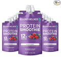 Designer Wellness Protein Smoothie, Real Fruit, 12g Protein, Low Carb, Zero Added Sugar, Gluten-Free, Non-GMO, No Artificial Colors or Flavors, Mixed Berry, 12 Count