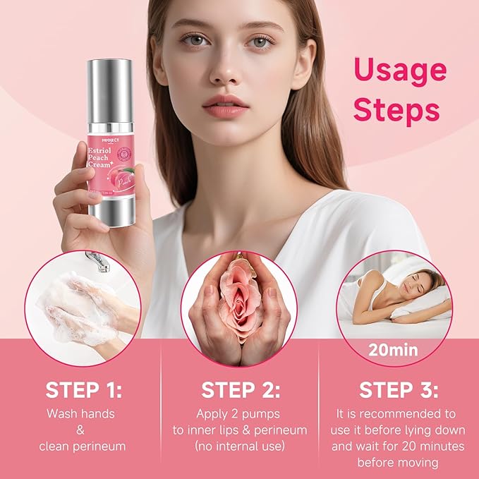 Silky Peach Cream for Women, Vaginal Estrogen Cream for Women Hormone Balance, Relief Menopause Vaginal Dryness & Vaginal Itching (1 fl.oz)