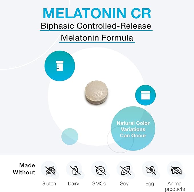 XYMOGEN Melatonin CR - 5 mg Melatonin Extended Release Tablets - Sleep Cycle & Circadian Rhythm Support - Vegetarian, Dairy-Free & Non-GMO - 90 Tablets