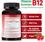 Natural Energy Gummies with Vitamin B12, Goji, CoQ10, Energy Support & Metabolism Support Chewable Supplement,GMO Free, Gluten Free(Raspberry, 120 Count)
