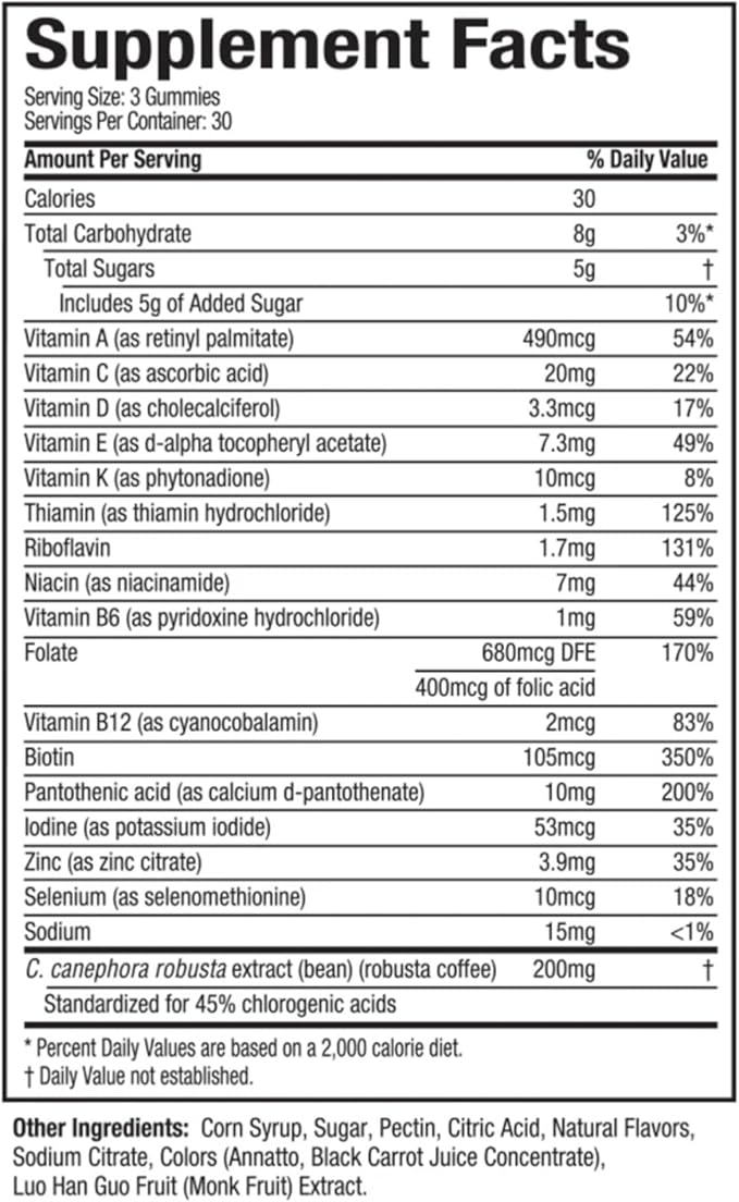 Hydroxycut Gummies - 99% Caffeine Free - Metabolize Carbs, Proteins & Fats - Includes 15 Essential Vitamins & Minerals - for Women & Men
