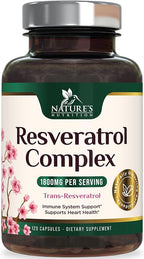 Resveratrol Supplement - 1800mg Per Serving Extra Strength Resveratrol Blend - Antioxidant Blend for Healthy Aging, Heart Health, Cellular Energy & Immune Support - Bottled in USA - 120 Capsules