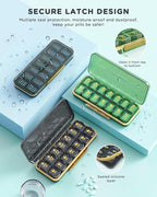 Pill Organizer 2 Times A Day, 7 Day Am Pm Pill Box - Acedada Weekly Pill Organizer Twice A Day, Portable Removable Daily Medicine Container Dispenser Case for Vitamin Fish Oil Supplement, Black Grey