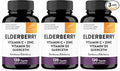 Elderberry Vitamin C and Zinc Capsules for Adults | 360 Count with Quercetin & Vitamin D3 | 6-in-1 Immune Support Supplement Pills | Sambucus Black Elderberry Natural Immunity Vitamins | Made in USA