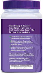 Natrol Sleep + Restore Magnesium Glycinate Blend Gummies with Melatonin 5mg - Calm Magnesium with GABA,Botanical Blend,Cherry Flavor,60 Gummies,(Pack of 2)