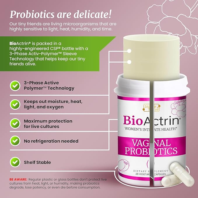 SIGNIFY NATURE Bioactrin Vaginal Probiotics for Women - Bacterial Vaginosis & Yeast Infection Treatment - BV Probiotic - pH Vaginitis Support-28 Pills