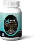 MOMARY Gold Hyaluronic Acid with Biotin, Collagen, Keratin, B-Complex (B1, B2, B3, B5, B6, B7, B9, B12), Vitamins A & D3, Folic Acid, Calcium, Phosphorus – Hair, Skin & Nail Support – 60 Capsules