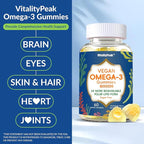 Vegan Omega 3 Gummies 1000mg - Algae Omega 3 Supplement for Women & Men with CoQ10, Vitamin D3, K2 & Turmeric - Fish Oil Alternative for Adults with DHA EPA for Brain, Eye- Sugar Free, 60 Count