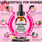 Cortisol Supplement Liquid Drops, 17-in-1 Cortisol Reducer w. Ksm-66 Ashwagandha Theanine Rhodiola Rosea Magnesium Phosphatidylserine, Hormone Balanced & Lower Cortisol for Women Calm* Relaxation