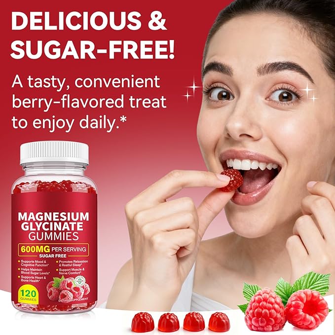 120 Count Magnesium Glycinate Gummies 600mg for Adults, Supports Relaxation, Magnesium Glycinate Chewable, Non-GMO, Sugar Free
