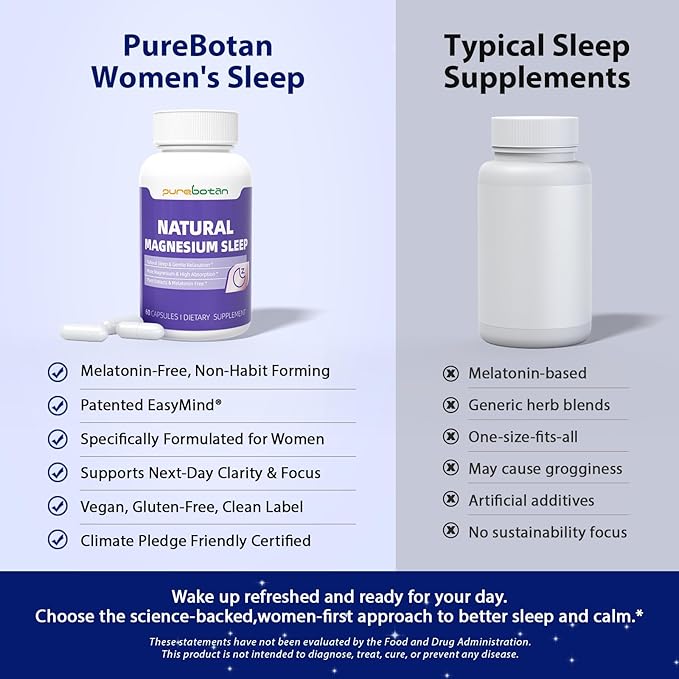 Magnesium Oxide & Glycinate Extra Strength Supplement for Sleep & Relaxation, High Absorption, Stress Relief, Melatonin-Free, Cortisol Support, 60 Capsules