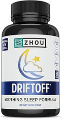 Zhou Driftoff - Nature Inspired Sleep Aid, Valerian Root & Melatonin for Sleep for Men & Women, Calm Sleeping Supplement for Adults with Gaba & Chamomile to Relax - 60 Veggie Capsules