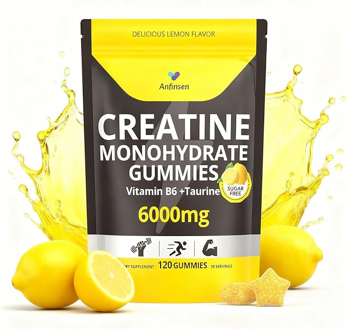 Creatine Gummies Sugar-Free with 6000 mg Creatine Monohydrate, Creatine for Women and Men Contains Vitamin B6 & Taurine, 120 Gummies