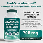 PrimeMD 5-in-1 Cortisol Supplement with Ashwagandha - Herbal Supplements with Shilajit Extract, Magnesium Glycinate, Probiotics (120 ct, Pack of 3)