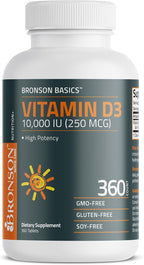 Bronson Vitamin D3 10,000iu (250mcg) Healthy Muscle Function and Immune Support, Non-GMO, 360 Tablets