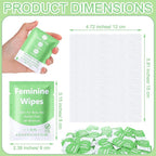 300 Pieces Feminine Wipes Individually Wrapped Women Travel Size Bulk Unscented Intimate Wipes Mild Private Parts Ph Balanced for Travel Bathroom Toilet Daily(Green)