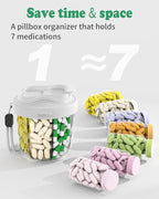 Pill Organizer with 7 Compartments, Pill Box Case for Holding 7 Different Vitamins, Anti-Mix Design for Easy Medication Retrieval. Travel Pill Organizer with 20 Labels.Pill Container (Cool Gray)