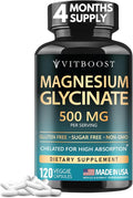 VITBOOST Magnesium Glycinate 500mg - High Absorption Chelated Supplement - Supports Sleep, Muscle Recovery & Heart Health - Non-GMO, Vegan - 120 Capsules - Made in USA