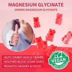 180 CT Magnesium Glycinate Gummies 1000mg - Sugar Free Magnesium Potassium Supplement with Vitamin D, B6, CoQ10 for Calm Mood & Sleep Support - 180 Raspberry Gummies