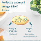 Igennus Pharmepa rtg Omega 3 EPA DHA Fatty Acids 1000mg, IFOS Certified, High Potency Wild Fish Oil with GLA Evening Primrose Oil, Lemon Flavor, 60 Softgels