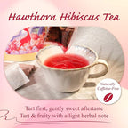 WT WEETEE Hawthorn Hibiscus Tea Bags 50 Count, Pure Made of Hibiscus, Hawthorn Berries & Leaves, Natural Caffeine-free Herbal Tea for Heart