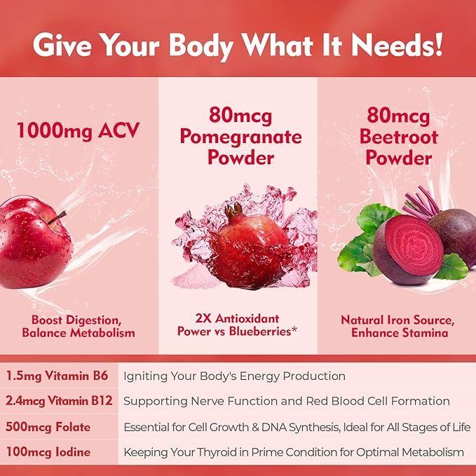 Apple Cider Vinegar Gummies, 120 Count (2 Months), Max Strength 1000mg with B Vitamins & Antioxidants Supports Digestion, Metabolism & Immune Health Vitamin B12, B6, Vegan, Non-GMO