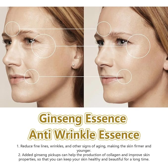 Ginseng Anti Wrinkle Serum, Ginseng Polypeptide Anti-Ageing Essence, Ginseng Extract Liquid, Korean Ginseng Anti Aging Essential Oil Tighten Moisturizing Smooth Skin Reduce Fine Lines (2 Bottles)
