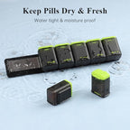 KOVIUU Weekly Pill Organizer Magnetic, Removable Pill Box 7 Day 1 Time a Day, Large Pill Case Travel, Week Once Daily Medication Dispenser, Medicine Container Holder for Supplement Vitamin, Green