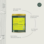 Luxmi Estates Lemon Ginger Root | Certified Organic Herbal Tea | Citrus Flavor & Aroma | Lemon Peel, Ginger, Lemongrass, Licorice | 50g/1.76oz